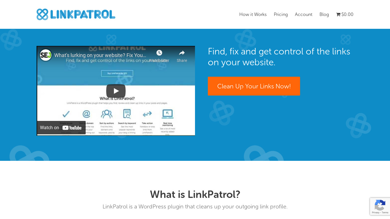 LinkPatrol Landing page