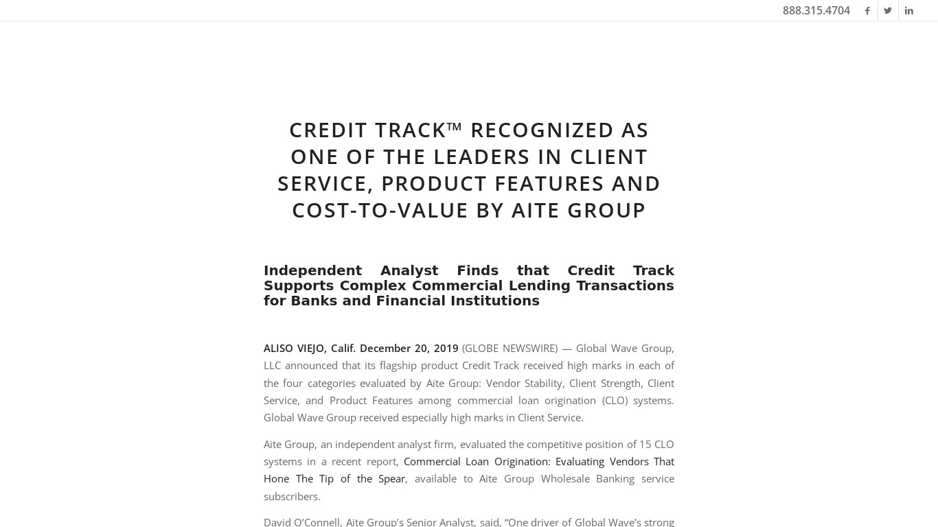 Credit Track Landing page