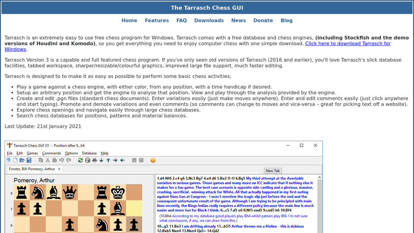Tarrasch Chess GUI Landing Page