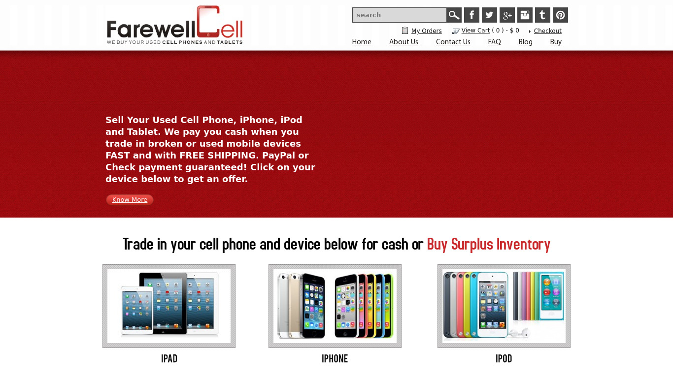 FarewellCell.com Landing page