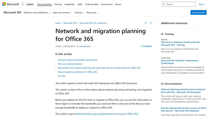 Office 365 Migration Planner Landing Page