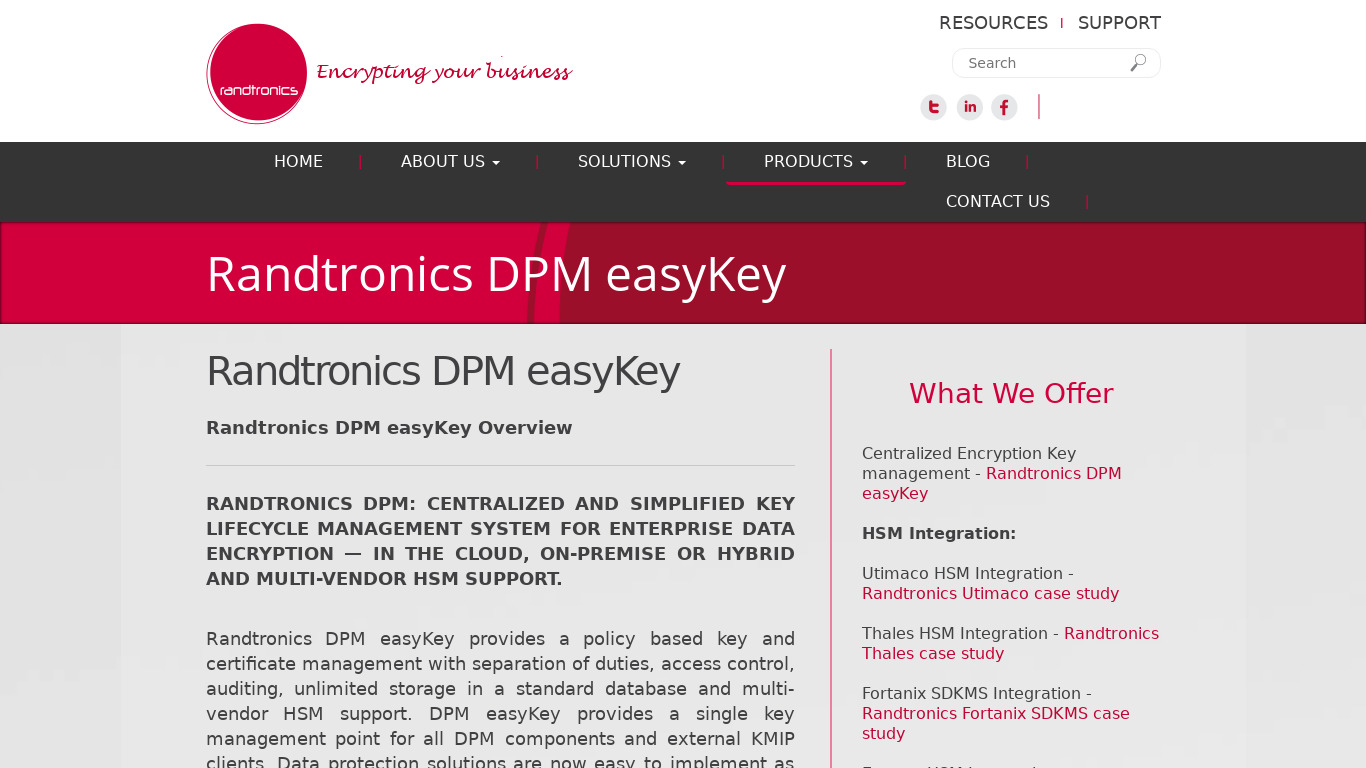 Randtronics DPM Key Manager Landing page