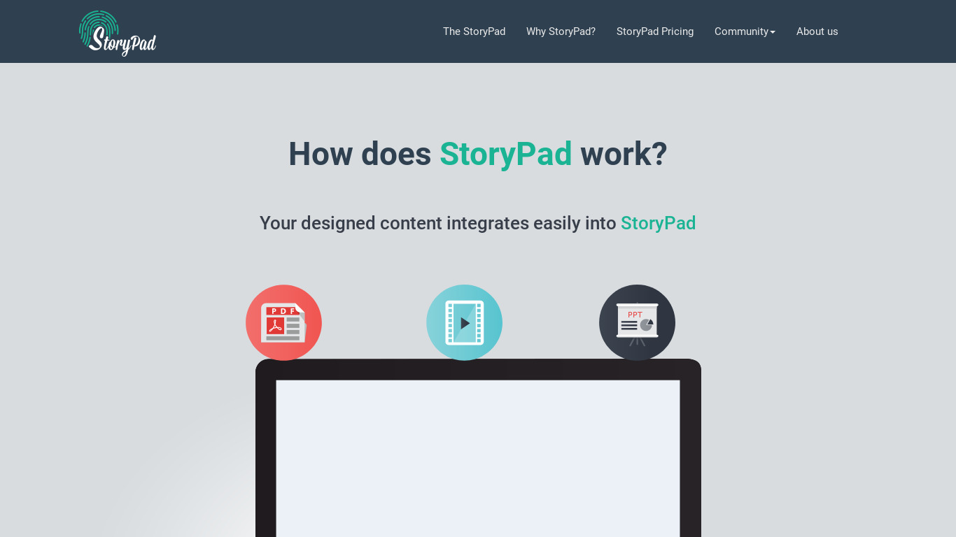 StoryPad Landing page