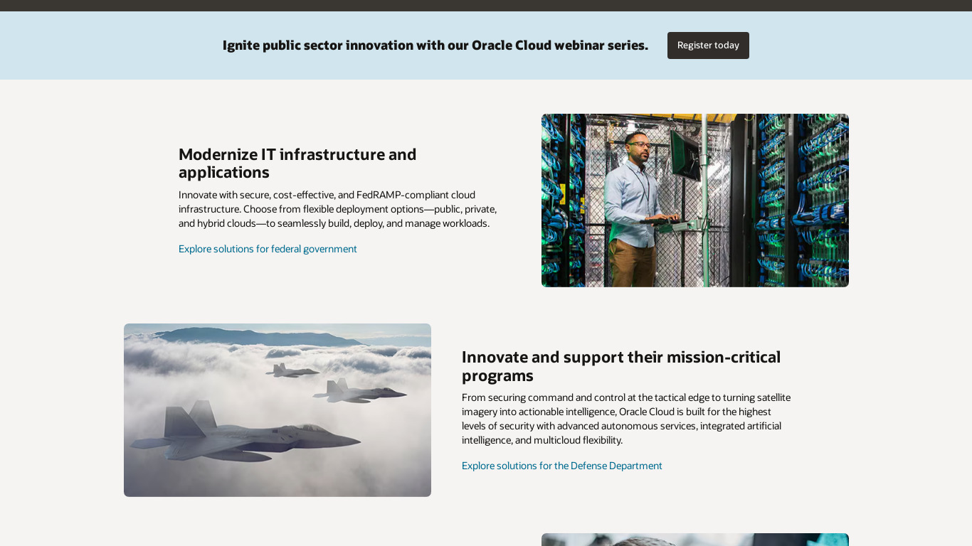 Oracle Public Sector Landing page