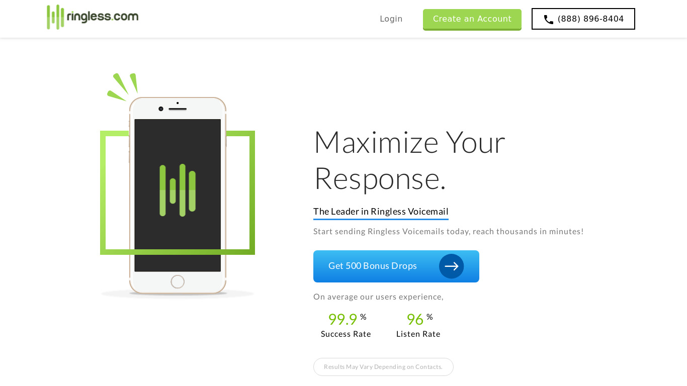 Ringless Voicemail Landing page