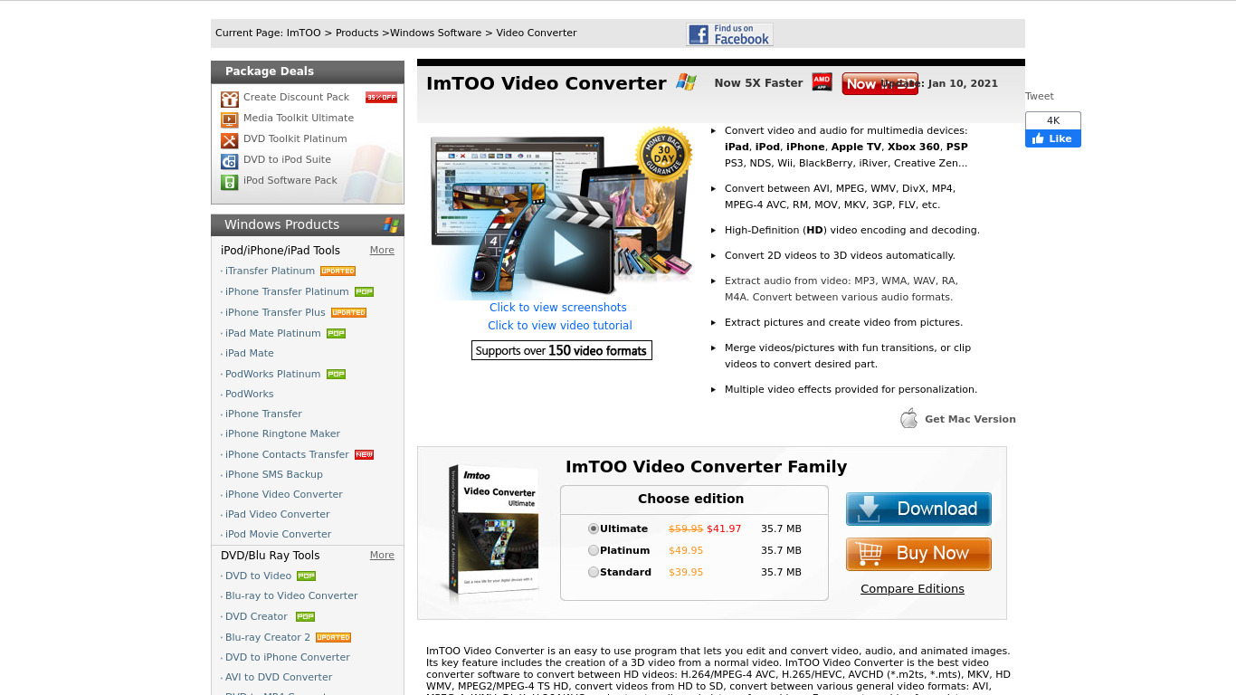 ImTOO Video Converter Landing page