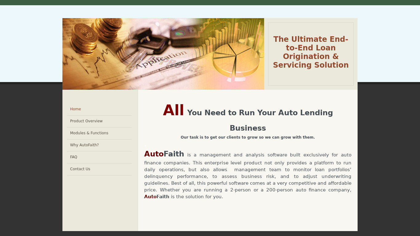 AutoFaith Landing page