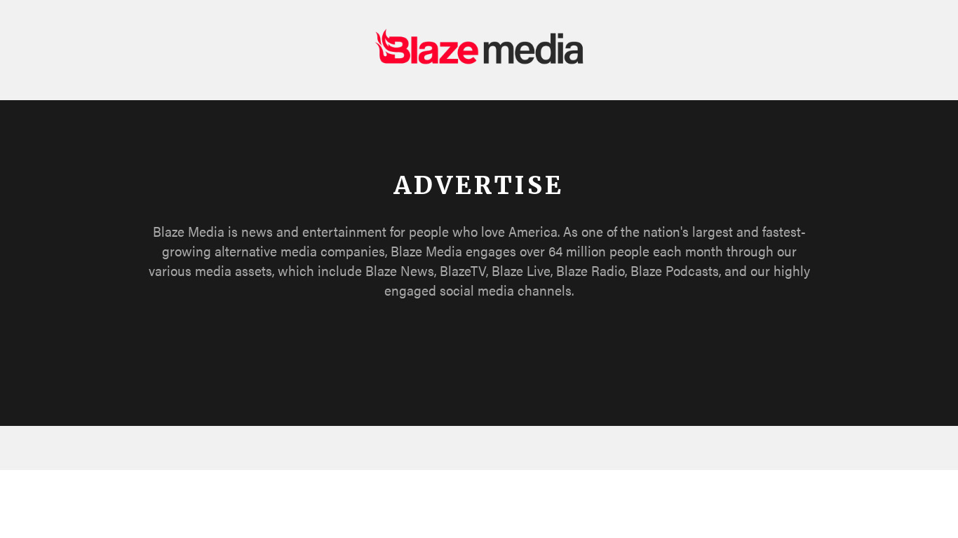 Blaze Advertising Landing page