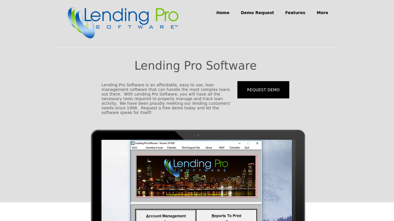 Lending Pro Software Landing page