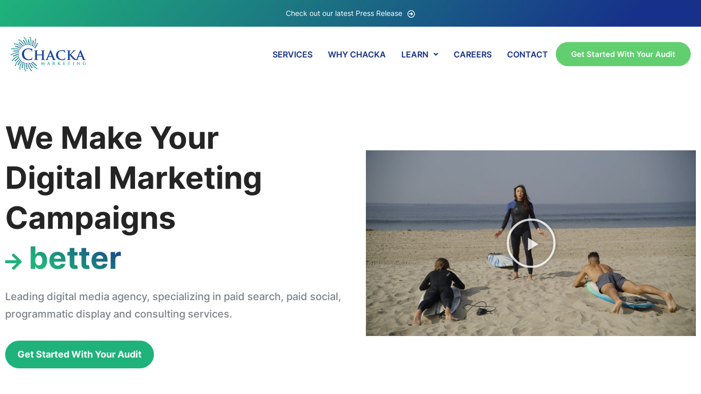 Chacka Marketing Landing page