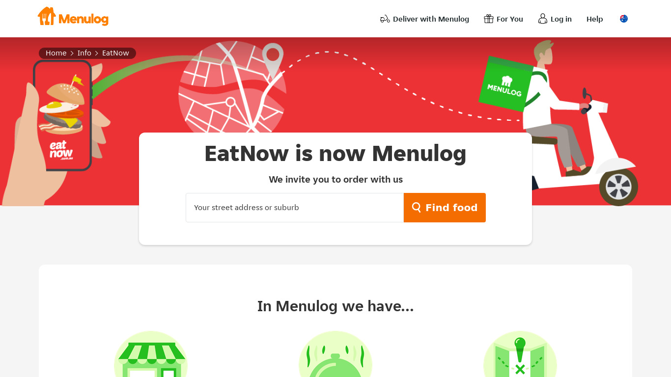 Eat Now Landing page