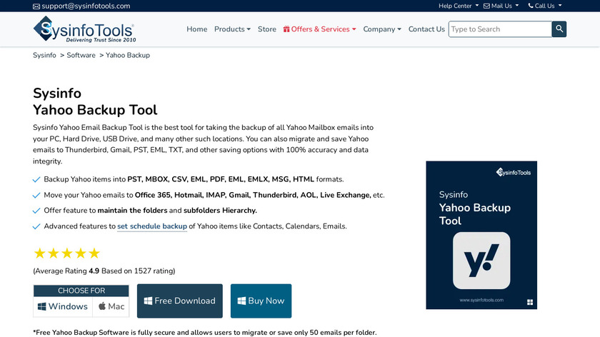 SysInfo Yahoo Backup Tool Landing Page