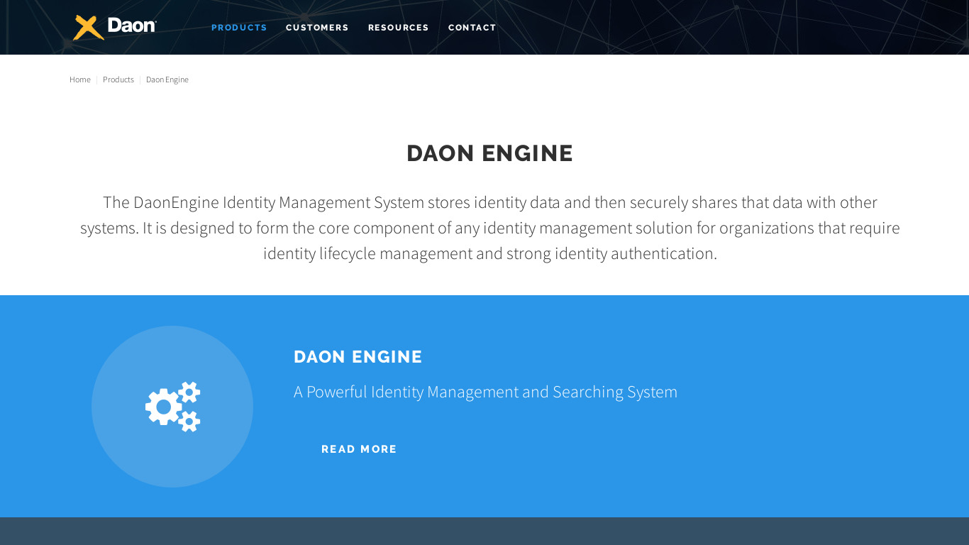 Daon Engine Landing page
