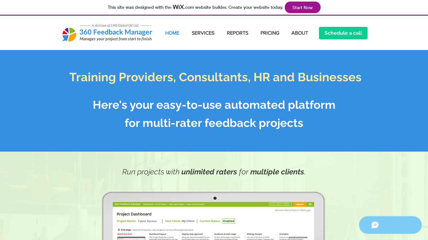360 Feedback Manager Landing page