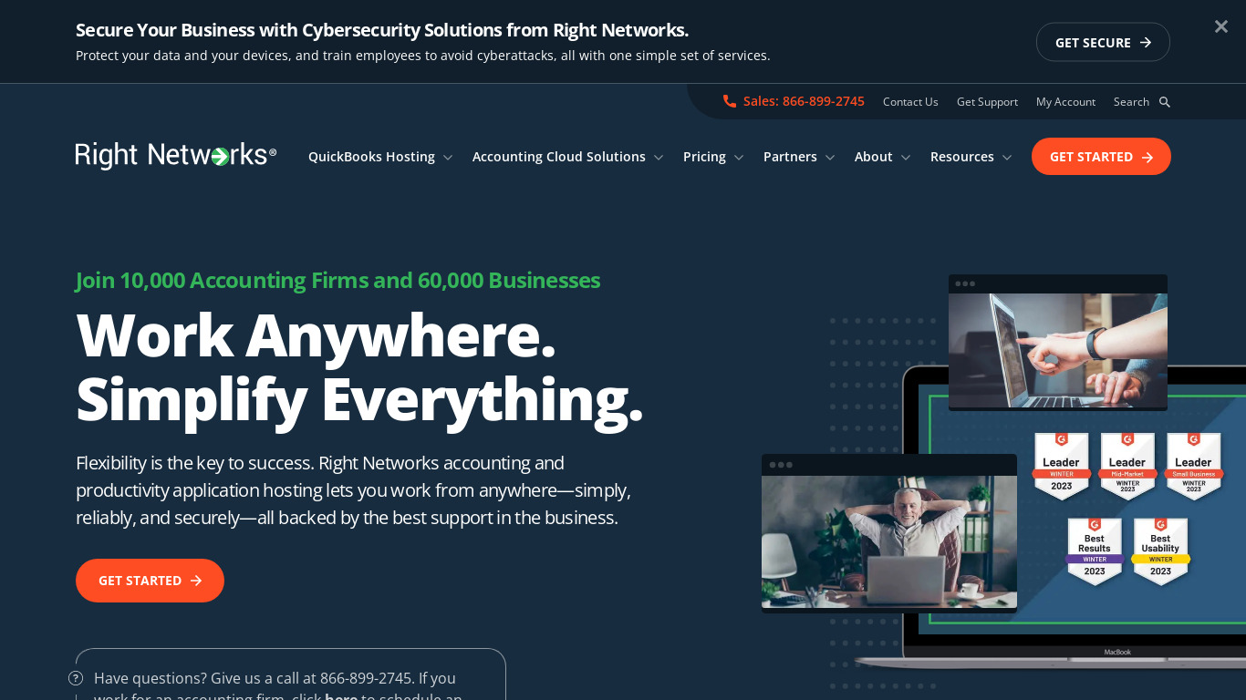Right Networks Landing page
