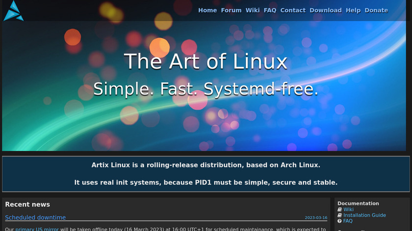 Artix Linux Landing Page