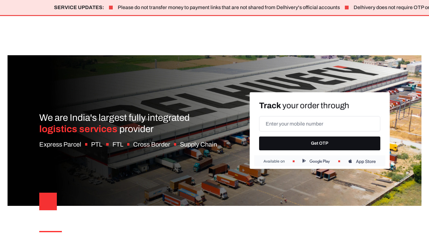 Delhivery Landing page