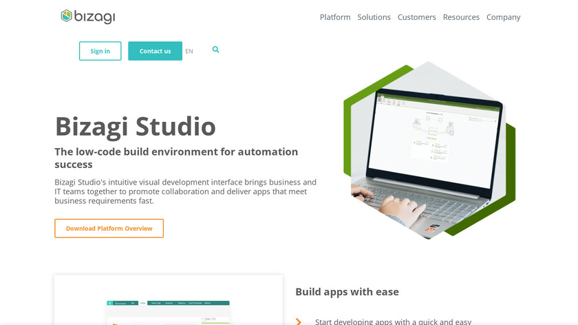 Bizagi BPM Suite Landing Page