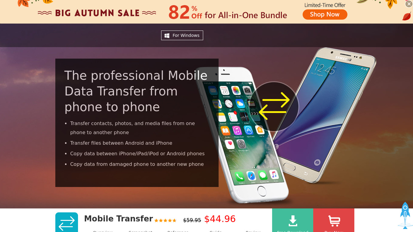 Mobile Transfer Landing page
