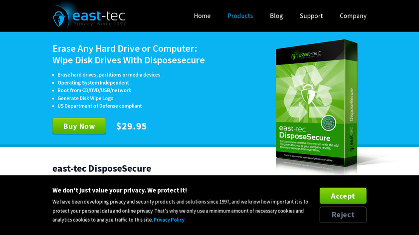 east-tec DisposeSecure Landing Page