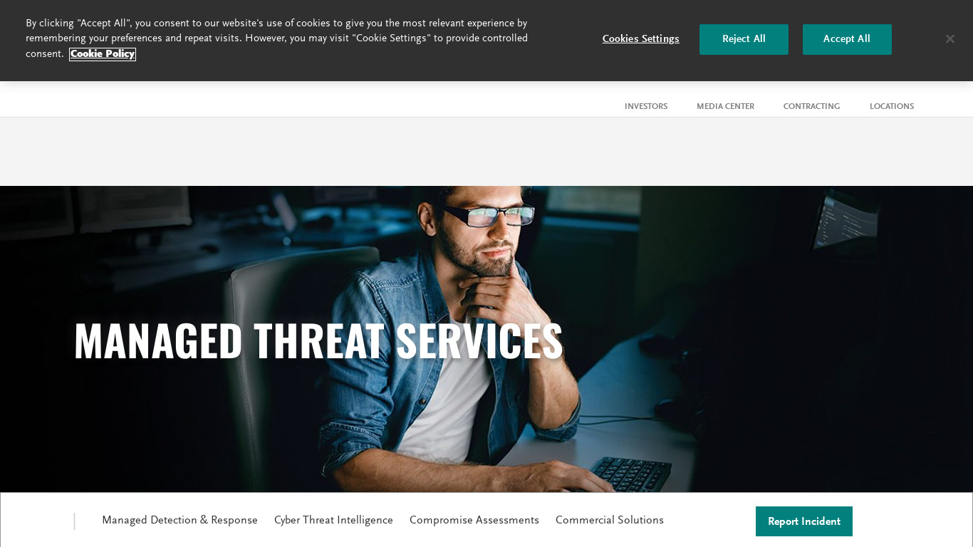 Booz Allen Managed Threat Services Landing page