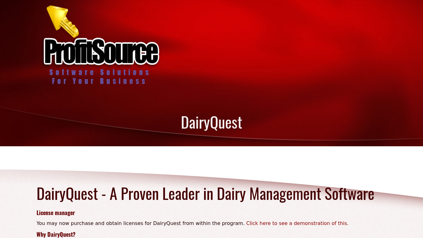 DairyQuest Landing page