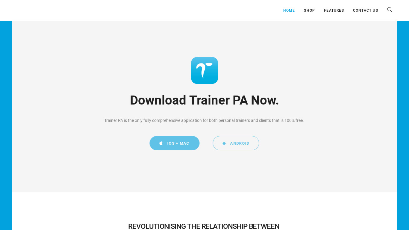 Trainer PA Landing page