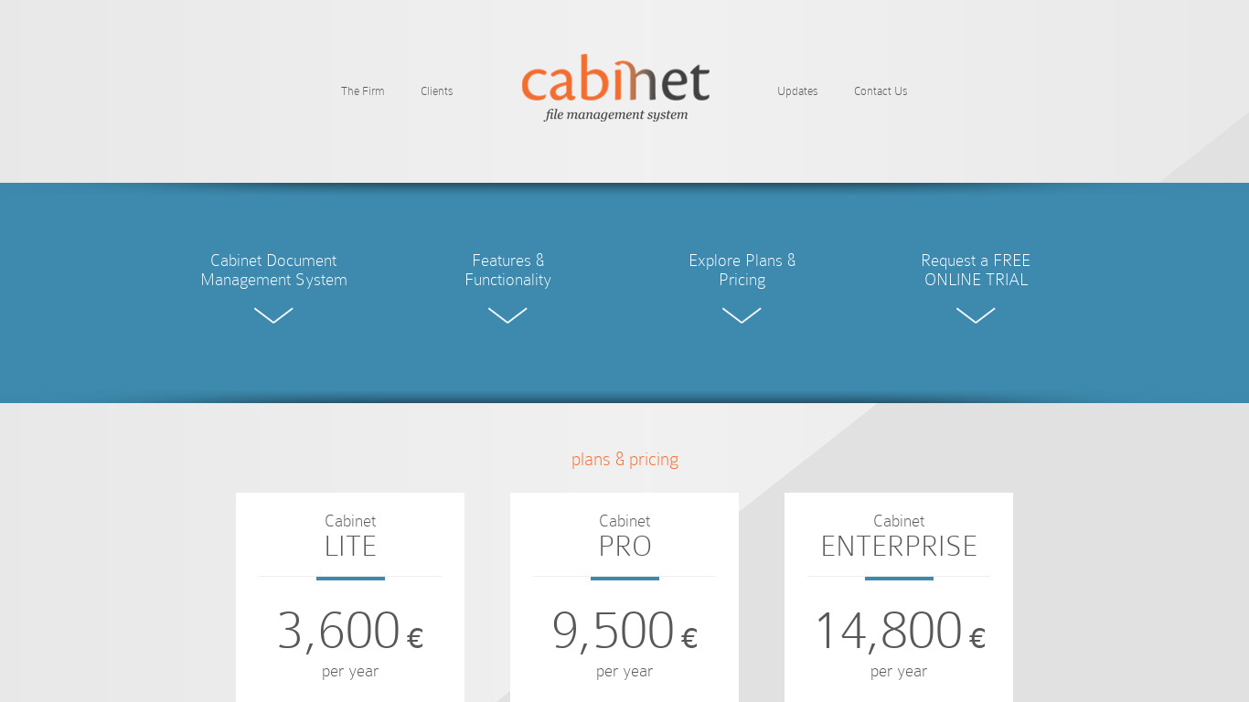 Cabinet EDMS Landing page