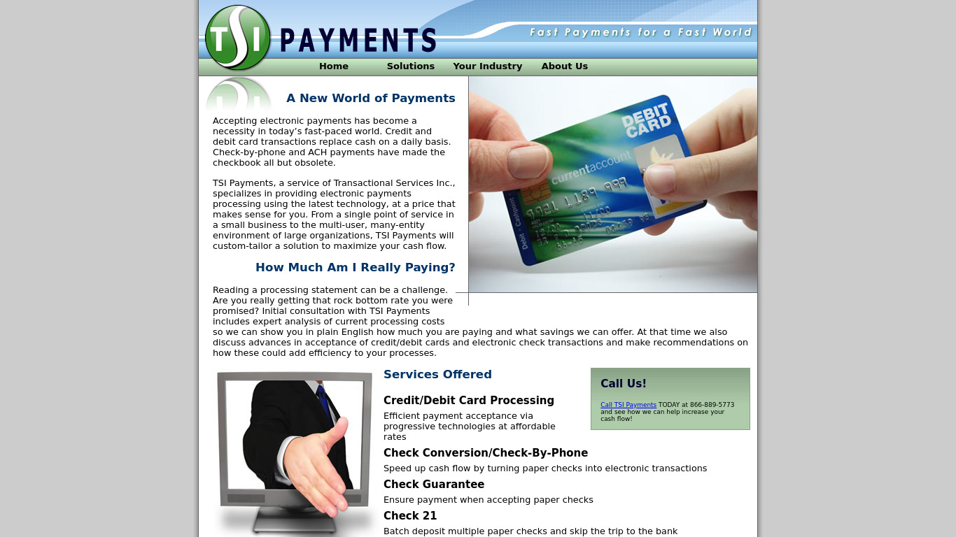 TSI Payments Landing page