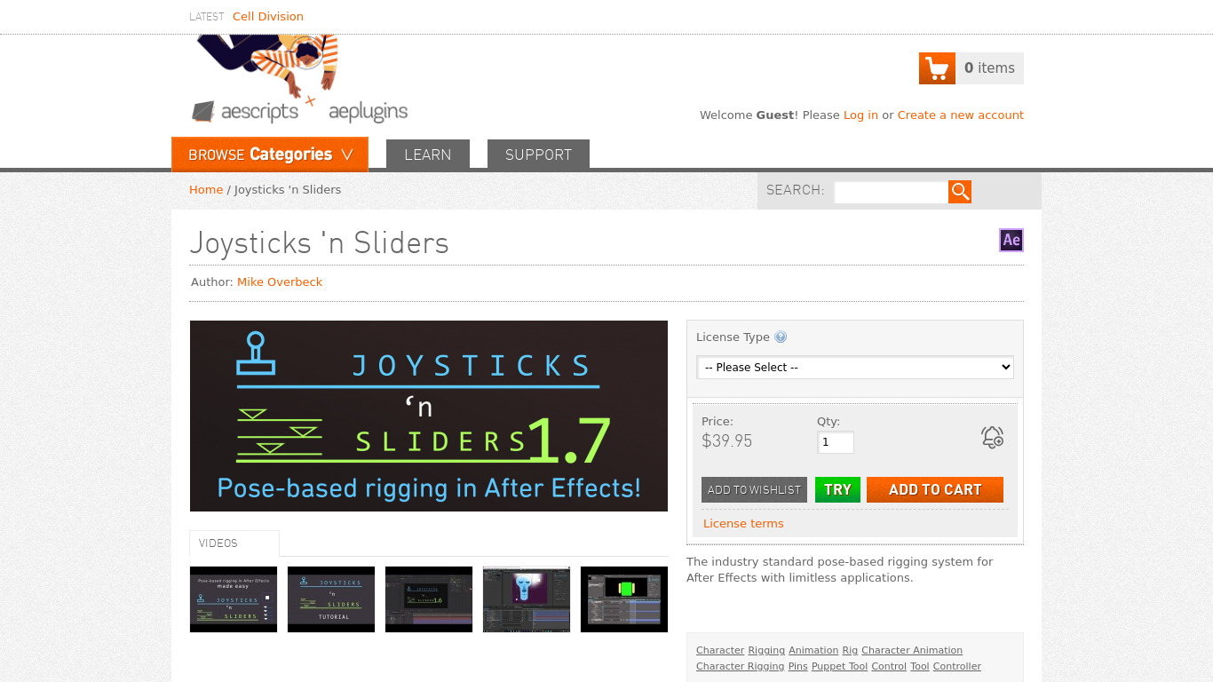 Joysticks n Sliders Landing page