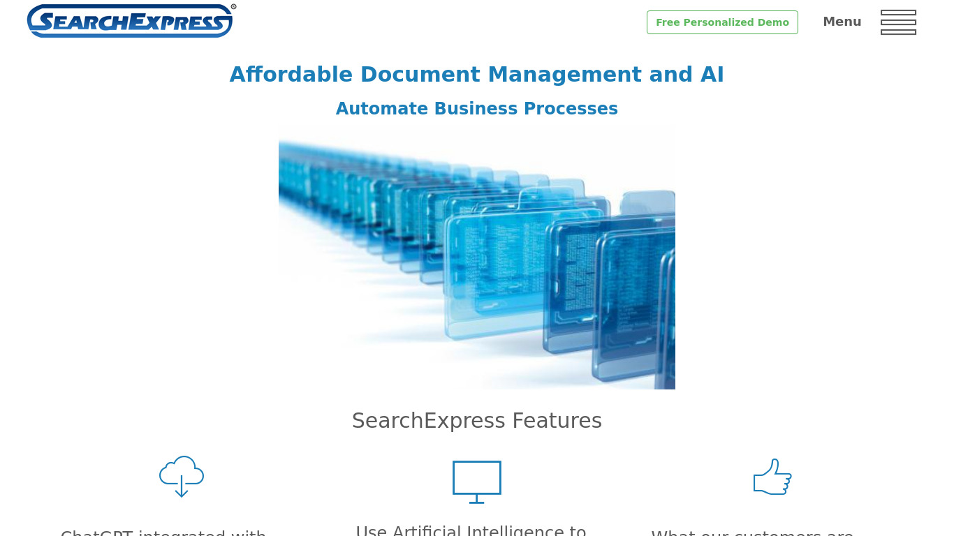 SearchExpress Document Management Landing page