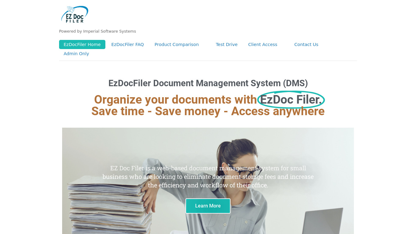 EZ Doc Filer Landing page