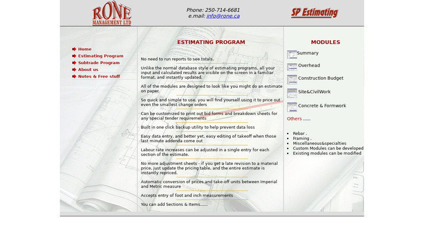 SP Estimating Landing Page
