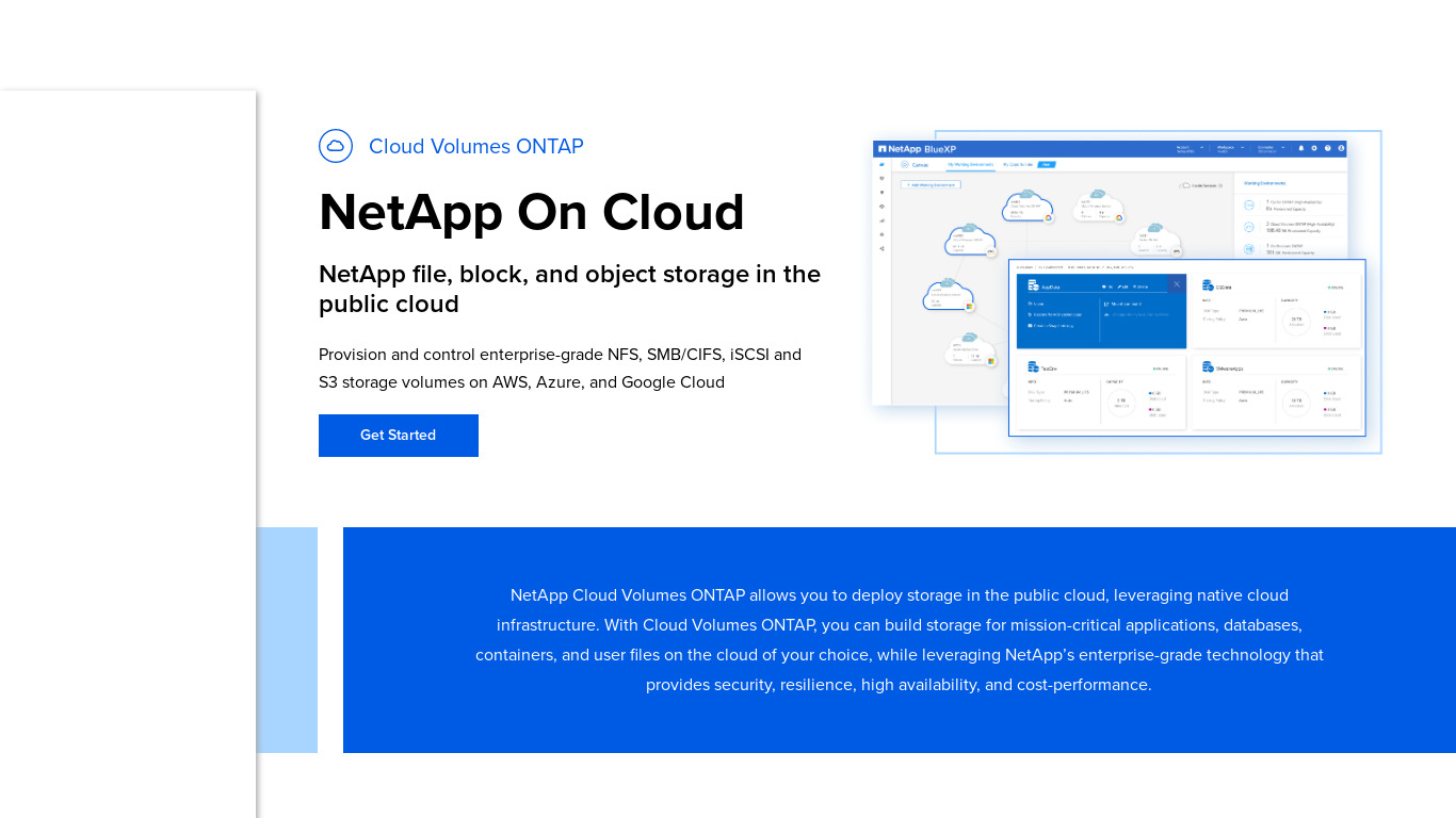 ONTAP Cloud Landing page