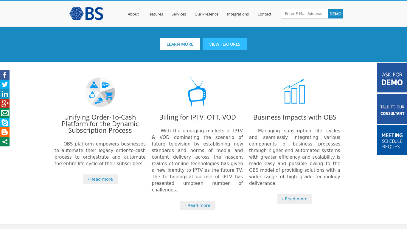 Open Billing System Landing page