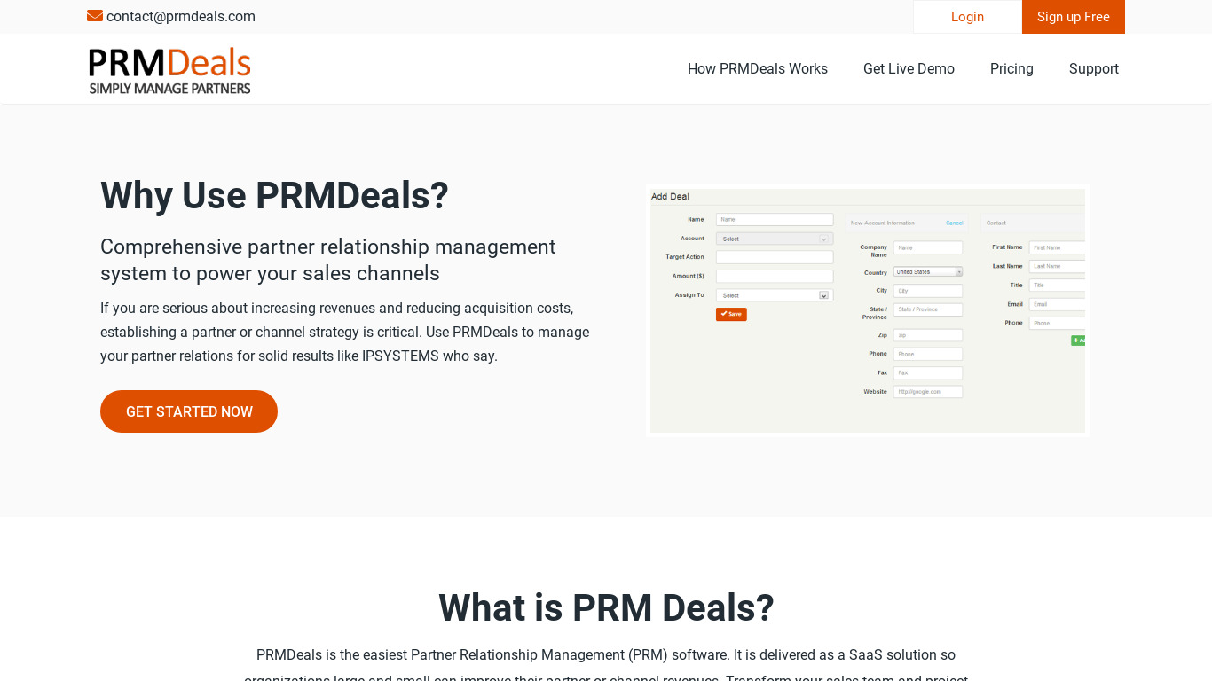 PRMDeals Landing page