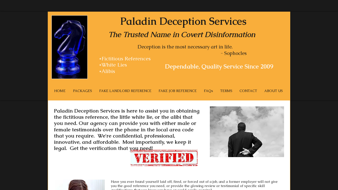 Deception Services Landing page