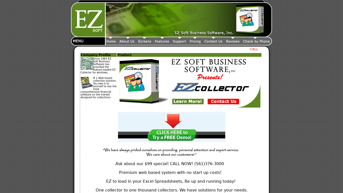 EZ Collector Landing page