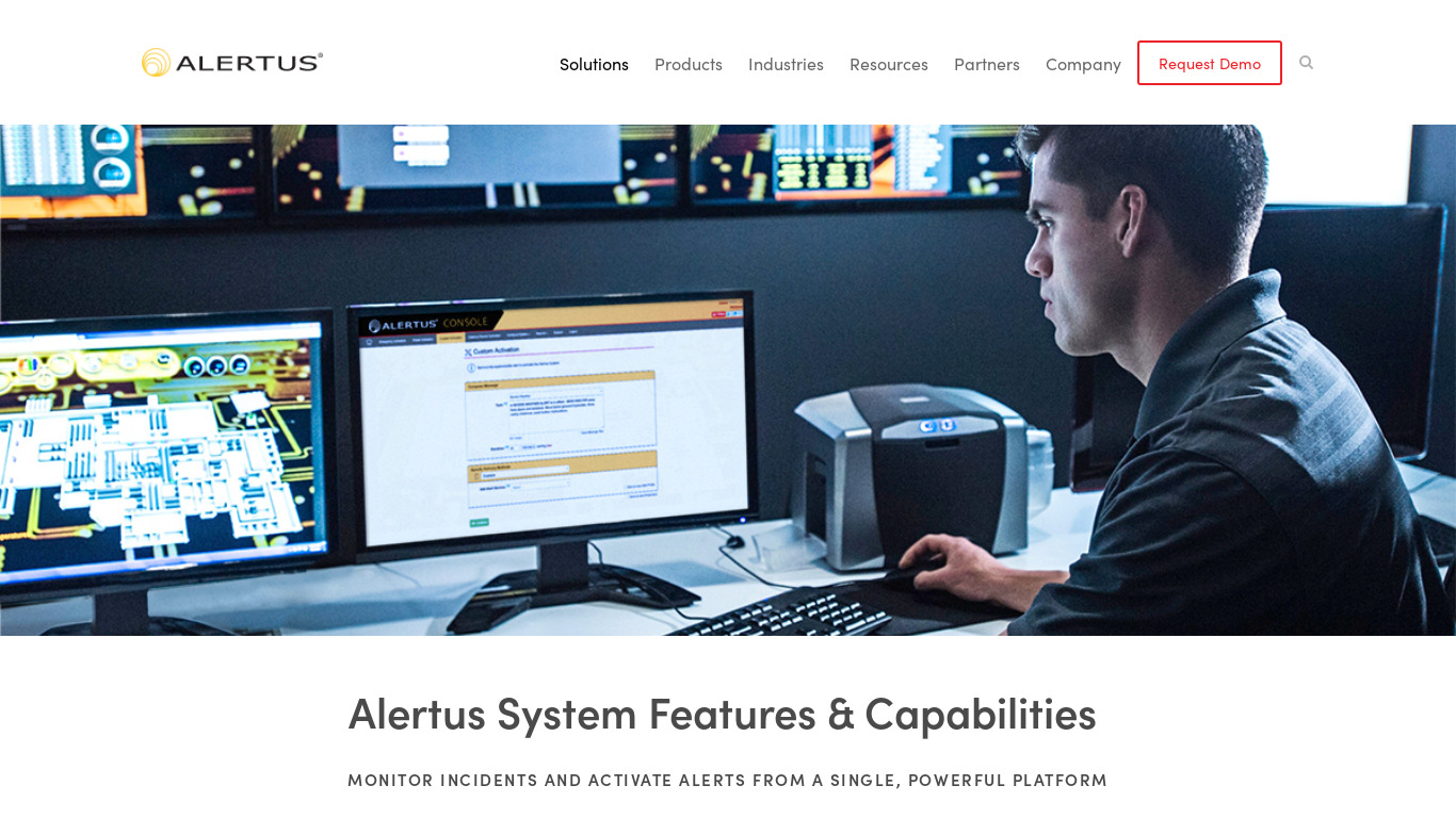 Alertus Unified Mass Notification System Landing page