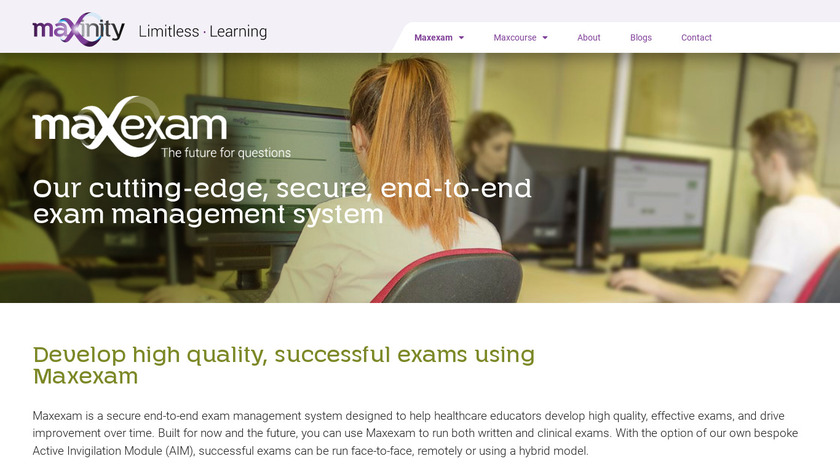 Maxexam Landing Page
