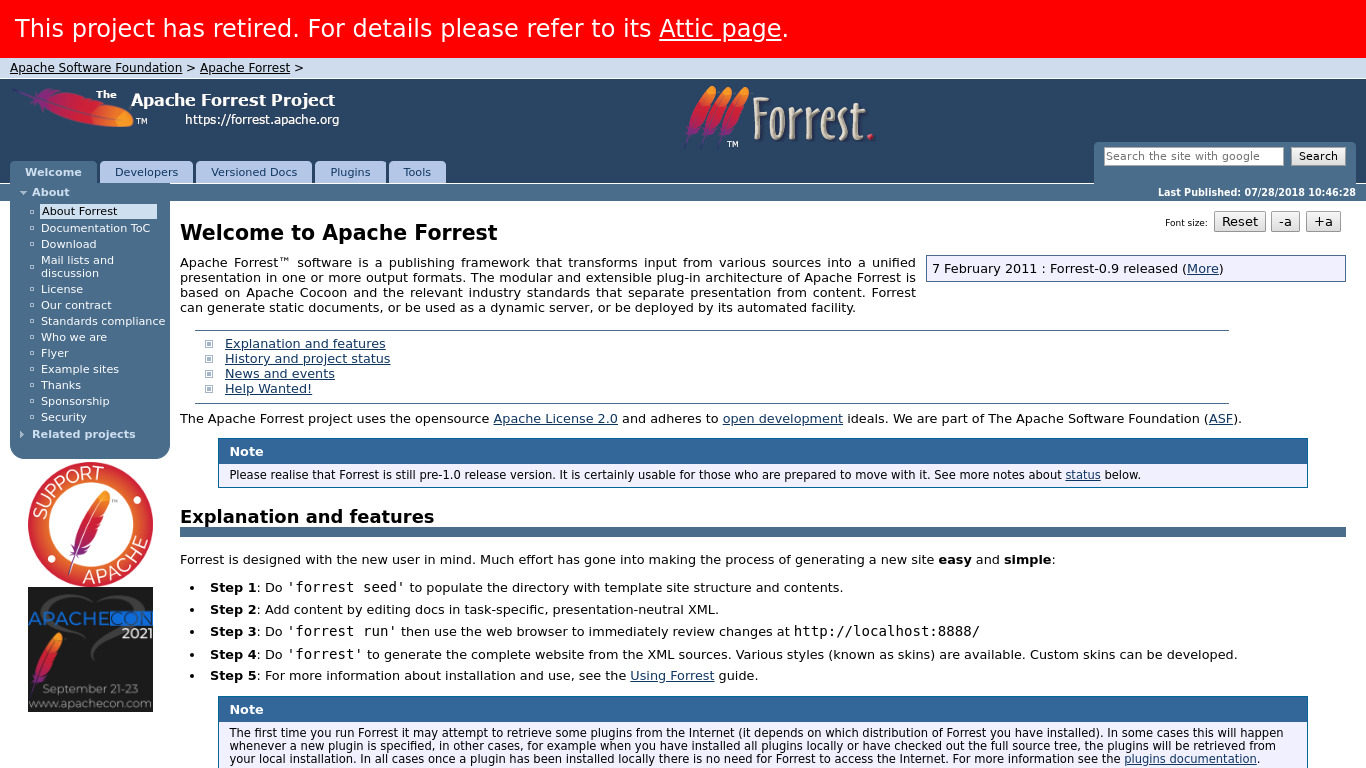 Apache Forrest Landing page