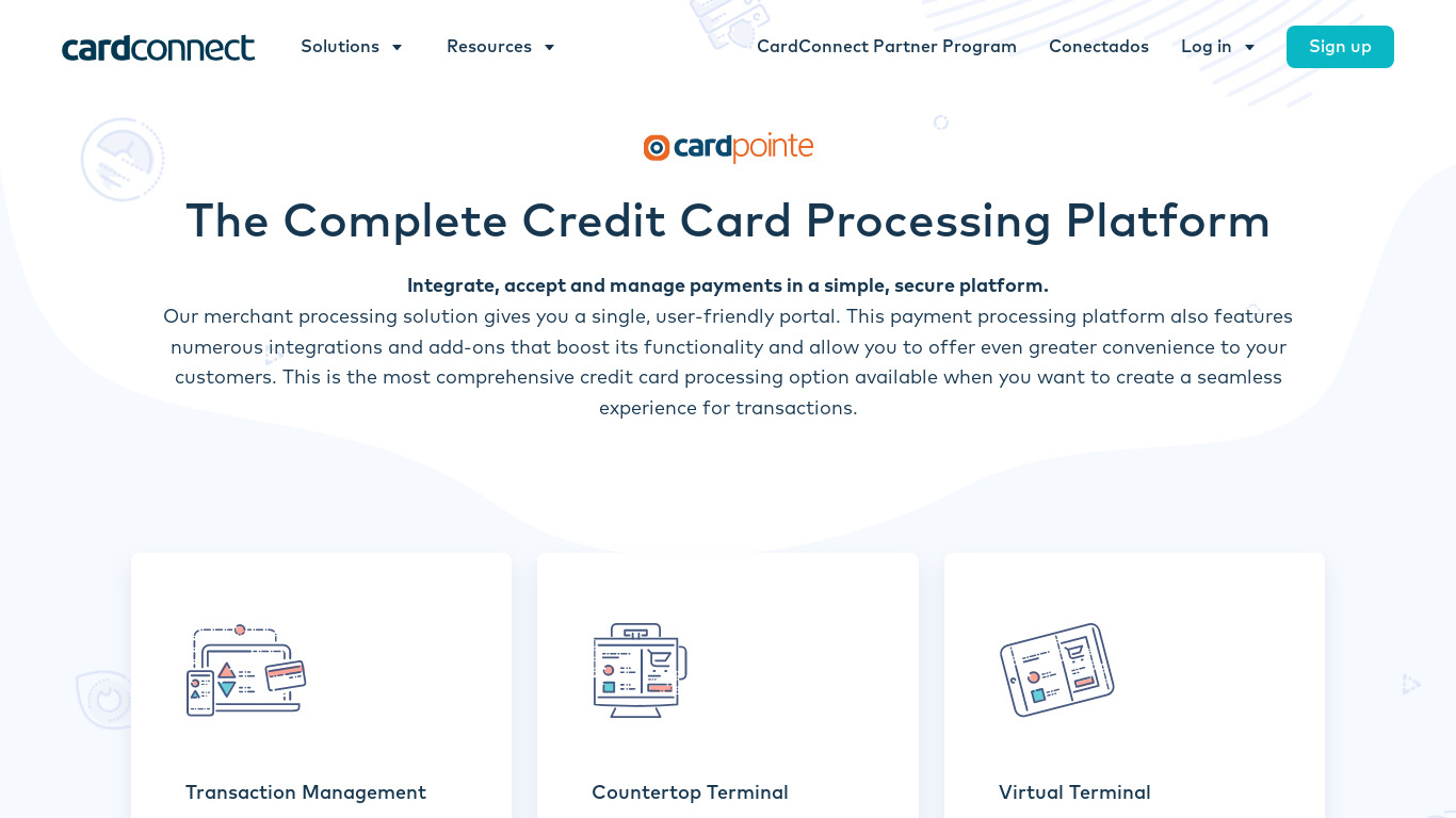 CardConnect CardPointe Landing page