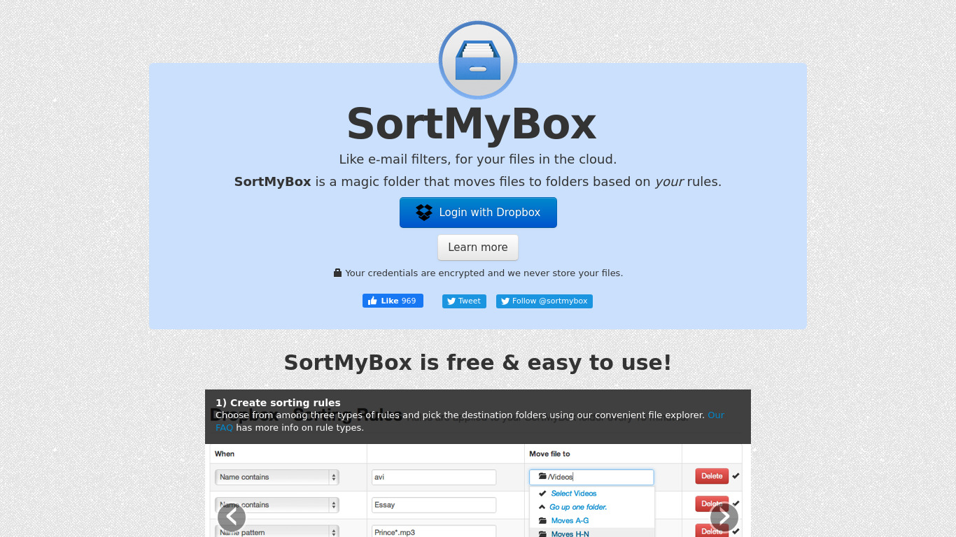 SortMyBox Landing page