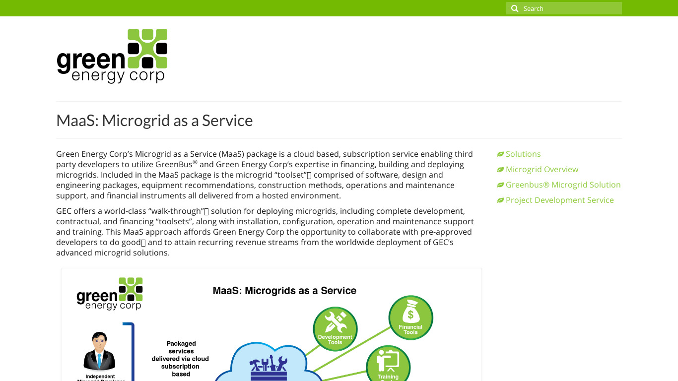 Microgrid Services Landing page