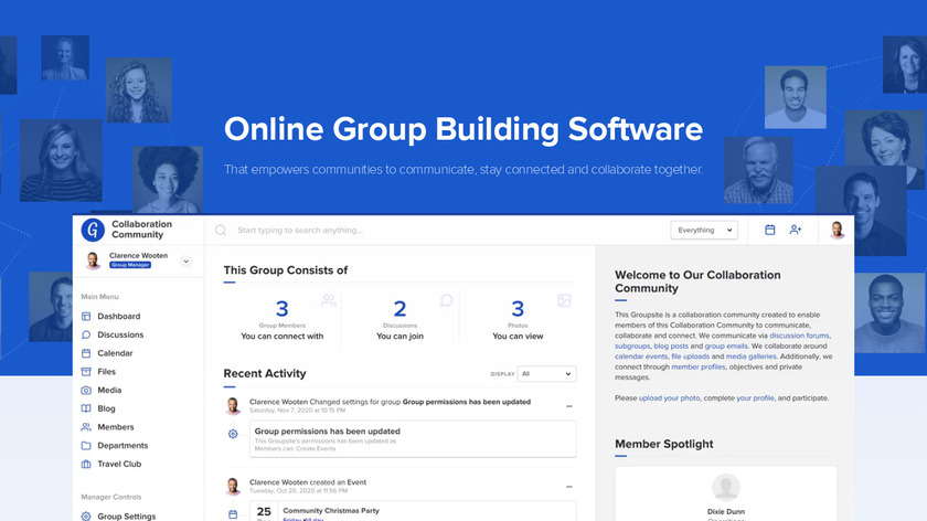 Groupsite Social Collaboration Landing Page