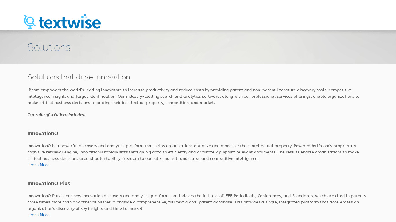 TextWise Landing page