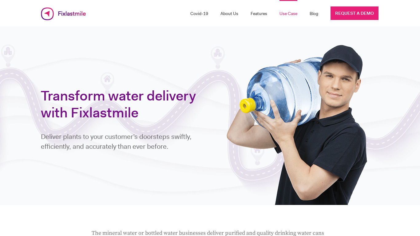 FixLastmile Online Water Delivery Software Landing page
