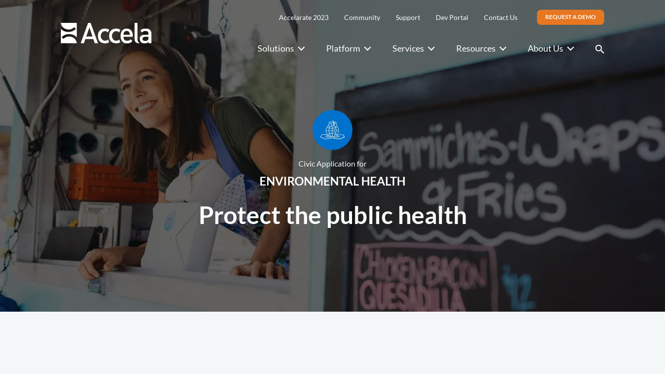 Accela Environmental Health Landing page
