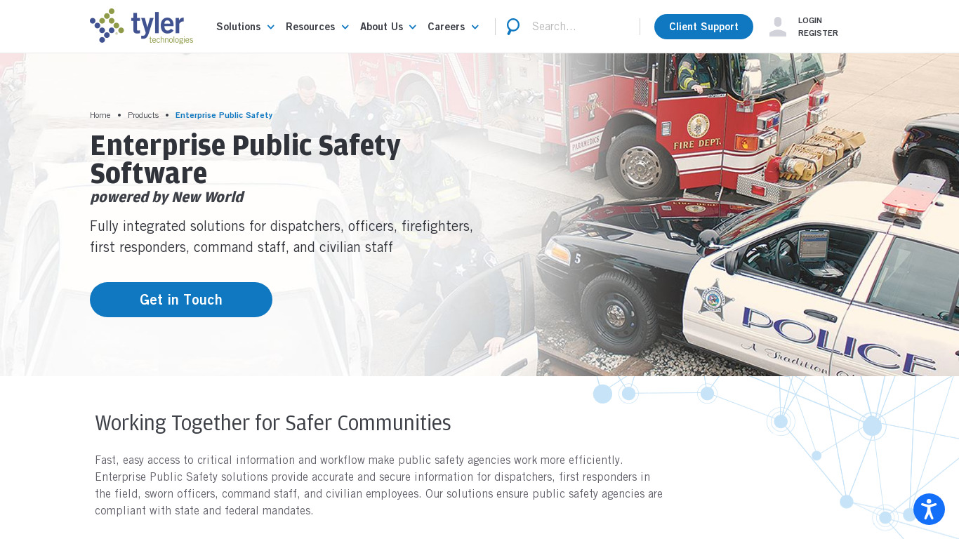 New World Public Safety Landing page
