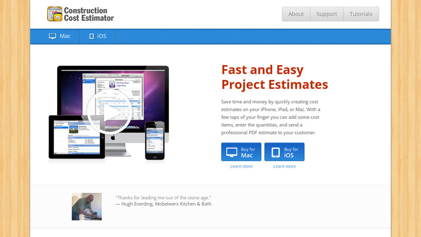 Construction Cost Estimator Landing Page